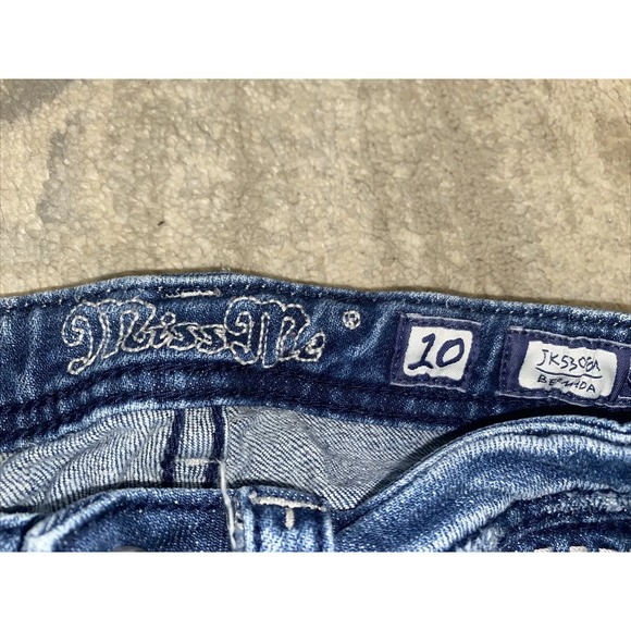 Miss Me Bermuda Jean Shorts Girls Size 10 Stretch Embroidered Rhinestones - Picture 4 of 5